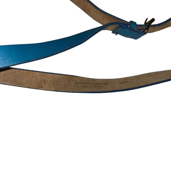 j. crew turquoise blue leather thin belt S such a cool FUN color!!! good - Picture 2 of 5